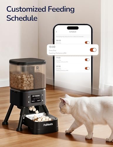 Dual Chamber Automatic Cat Feeder 4L, Dry/Treat Portion
