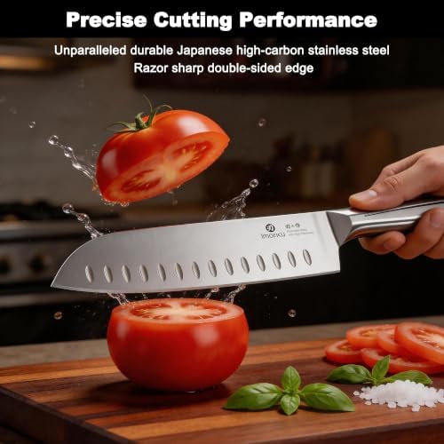 imarku Santoku Knife 7 Inch, Japanese Sharp High Carbon Stainless Steel