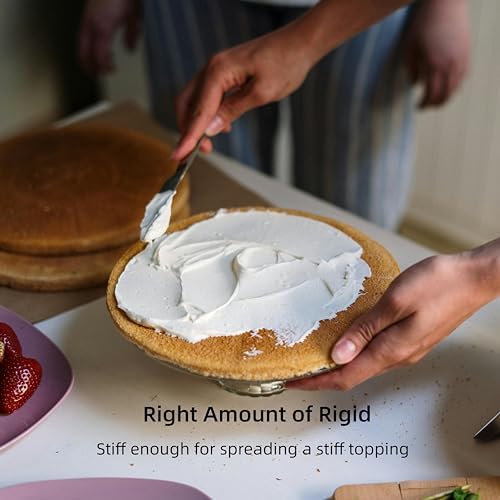 Straight Icing Spatula Stainless Steel Baking Set of 6", 8" & 10" Wooden Handle Cake Decorating Frosting Spatulas