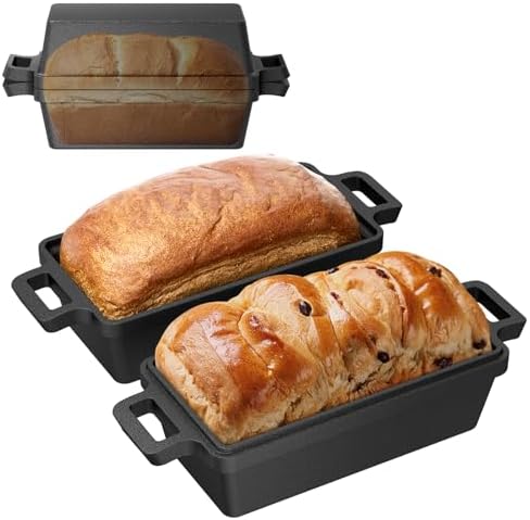 Cast Iron Bread Pan with Lid, Loaf Pan for Baking Homemade Bread and Cake