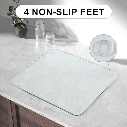 Tempered Glass Cutting Board, 12x16" Glass Cutting Board for Kitchen Counter,Large Size Frosted Glass,with Non-Slip Feet, Scratch Resistant,Heat Resistant