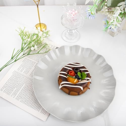 LIYH 24Pcs Grey Plastic Plates Reusable Unbreakable Dinner And Salad Set