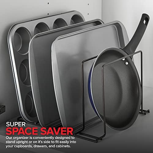 Stock Your Home Kitchen Cabinet Organizer, Bronze (2 Pack) Steel Baking Sheet Holder with 4 Slots for Cabinet, Bakeware Organizer, Divider for Cutting Boards, Pot Lids, Pan Lids, Cookie Sheets