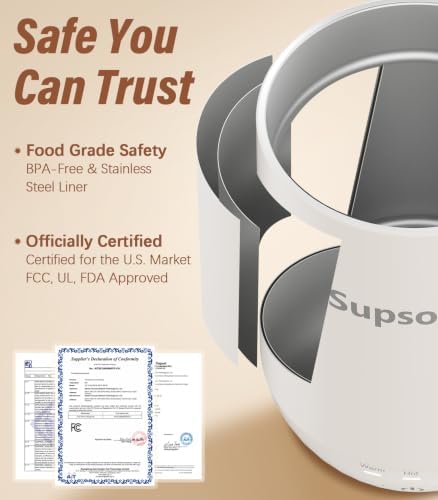 Supsonic - 16oz Self Heating Coffee Mug, Smart Heated Coffee Mug Faster Direct-Contact Heating Up to 149°F, Coffee Mug Warmer Set with Auto Shut-Off - Gifts for Men Women | S2