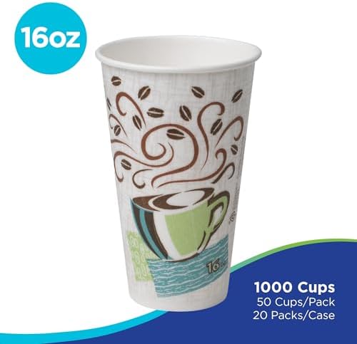 Georgia-Pacific Dixie PerfecTouch 16 oz Paper Coffee Cups By GP PRO, Coffee Haze Design, 1000 Count (50 Disposable Cups Sleeve, 20 Sleeves Per Case), 5356CD