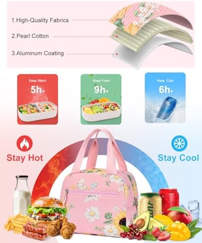 Lunch Bag for Women, Corduroy Large Insulated Lunch Box
