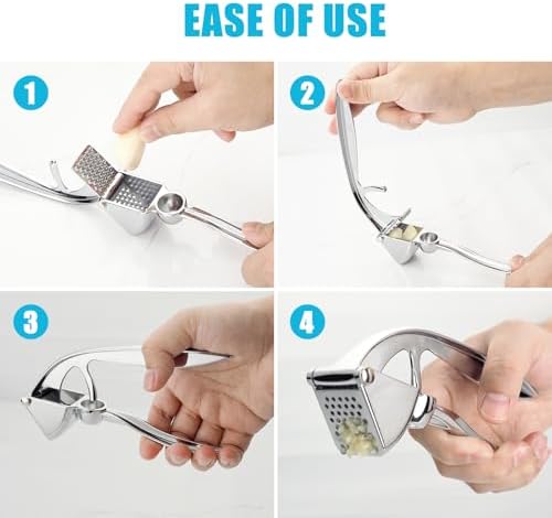 Garlic Press, Premium Metal Garlic Crusher & Mincer Tool, Zinc Alloy