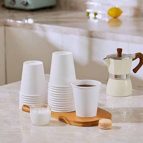 JOLLY PARTY 300Pack 10oz Disposable Paper Coffee Cups White Hot Coffee Cups