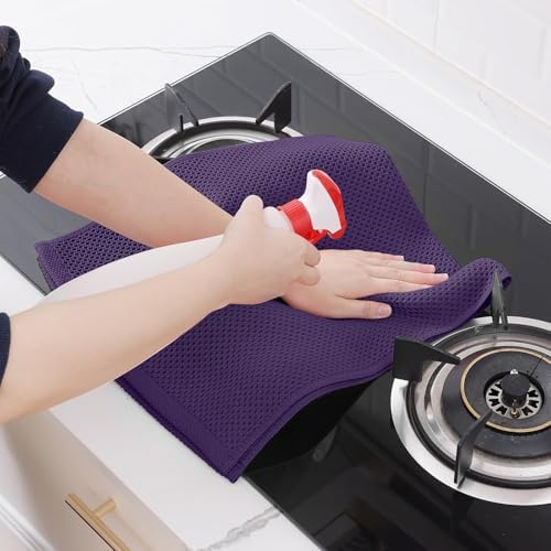 Homaxy 100% Cotton Waffle Weave Kitchen Dish Towels 24-Pack, Eggplant