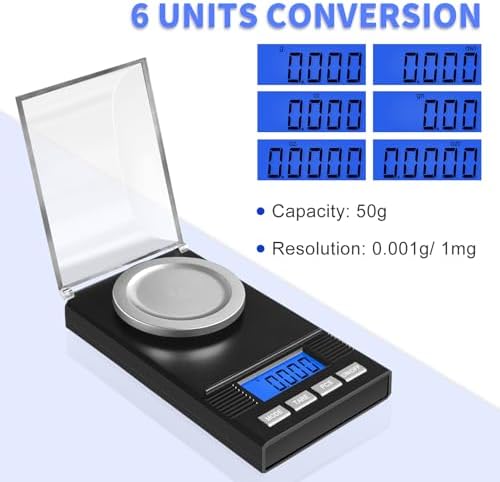 Fuzion Milligram Scale 50g/0.001g, Powder Scale 6-in-1 Kit