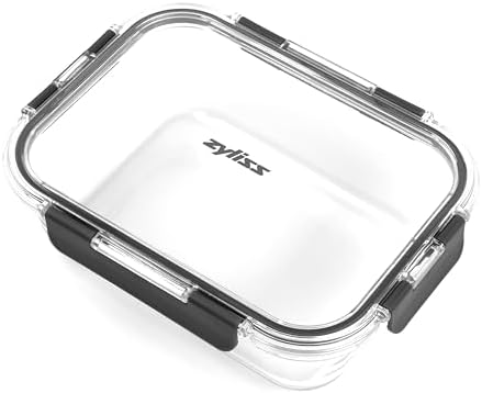 Zyliss E981066 1.5L Glass Container, Shatter Resistant Glass, Airtight Food Storage Box with Sealable Lid, Microwave Safe, BPA Free, Freezer Safe, Fridge Storage, Food Container, 23cm x 18cm x 7.5cm