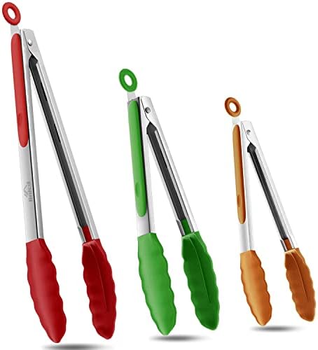 Good Grip Cooking Tongs with Silicone Tips, Set of 3-7" 9" and 12"