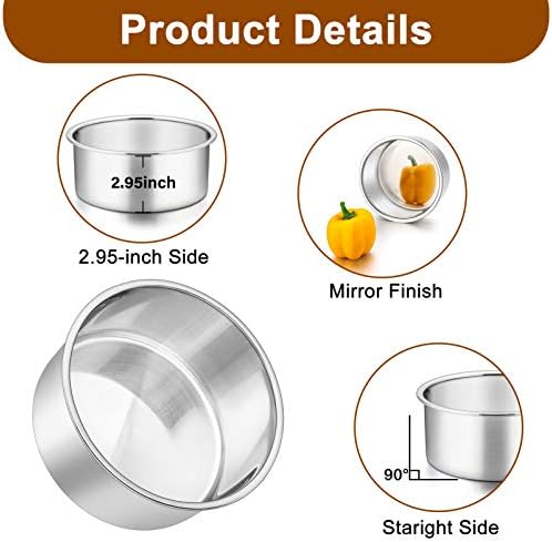 P&P CHEF 6 Inch Cake Pans Set, 4Pcs Stainless Steel Round Baking Pan