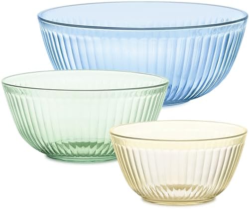 Pyrex Colors Tinted (3 Piece) Small/Medium/Large Glass Mixing Bowls