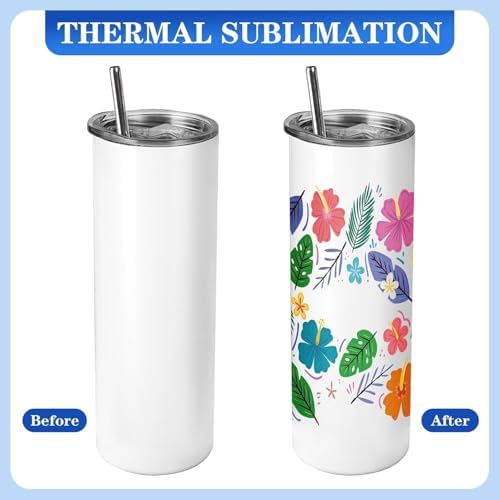 Joyclub 20 oz Sublimation Tumbler Skinny Straight Tumbler with Gift Box