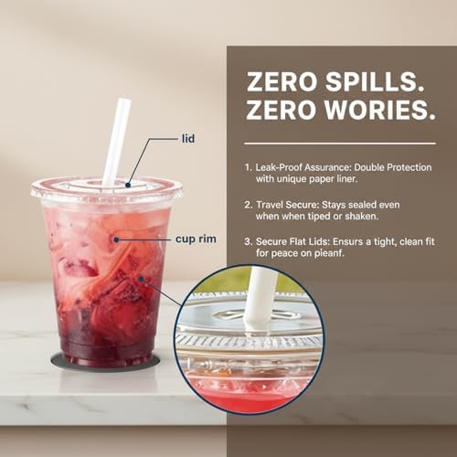 110 Pack 16 oz Disposable Clear Plastic Cups with Lids and Straws