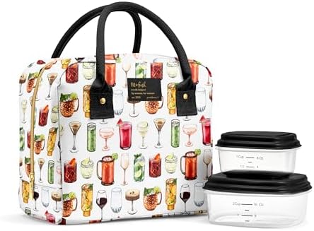 Fit & Fresh Bloomington Lunch Bag for Women - Insulated Large Lunch Box for Work with Containers, Leak-Resistant, Stain-Resistant, Zipper Closure, Mixology
