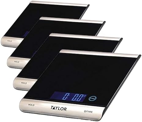 Taylor 3851 High-Capacity Digital Kitchen Scale, 33 lb, Black (Pack of 4)