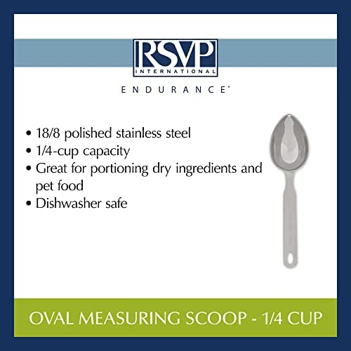 RSVP International Endurance Oval Measuring Scoop, 1/4 cup, Stainless Steel