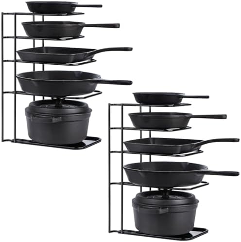 Toplife Heavy Duty Pan Organizer,Storgae Rack for Cast Iron Skillets 2 Pack
