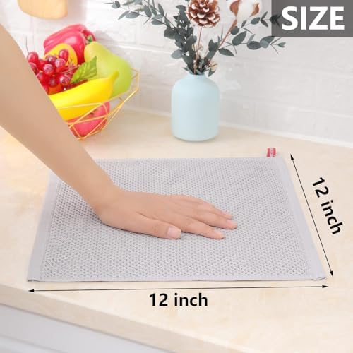 Homaxy 100% Cotton Waffle Weave Kitchen Dish Cloths 24-Pack, Light Gray