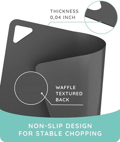 July Home Cutting Board Alternative for Kitchen - Extra Thick Flexible Plastic Cutting Board Set of 3, Non-Slip, BPA-Free, Easy to Clean, Colored Cutting Mats for Cooking, Durable Chopping Sheets