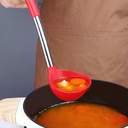 BUNDLEPRO Silicone Soup Ladle Spoon Kitchen Utensils, 2 Pack, Black-Red