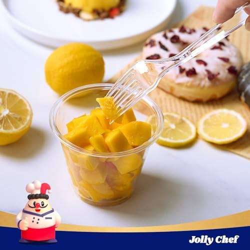 JOLLY CHEF 300 Count Plastic Forks Disposable Cutlery Clear 7.1"