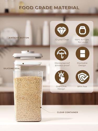 Airtight Food Storage Container, 4.22 Qt Large Pantry Canister with Pop Lid