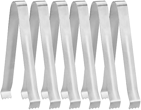 New Star Foodservice Restaurant-Grade Pom Tong, Stainless Steel, 6.5 Inch, Set of 6, Silver