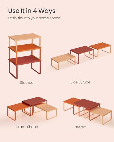 SONGMICS Cabinet Organizer Shelf, Set of 3 Spice Rack, Kitchen Storage