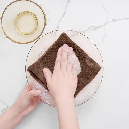 Homaxy 100% Cotton Waffle Weave Kitchen Dish Cloths 24-Pack, Coffee