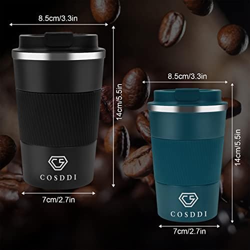 CS COSDDI 12 oz Coffee mug - Stainless Steel Coffee Cup with Leakproof Lid