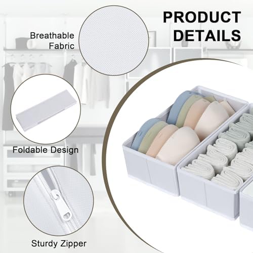 Drawer Organizer Clothes, Nursery Dresser & Closet Storage, White, 12 Pack