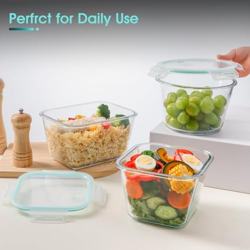 NUTRIUPS 2.0L Large Glass Food Storage Container, 6.8×5in