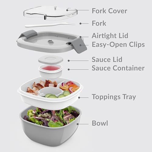 Bentgo Salad Container, Lunch Bowl with 4-Compartment Toppings Tray, 54 oz