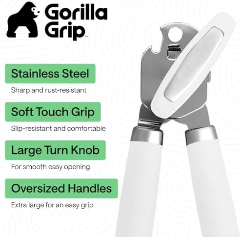 GORILLA GRIP Upgraded Model Stainless Steel Manual Can Opener, White