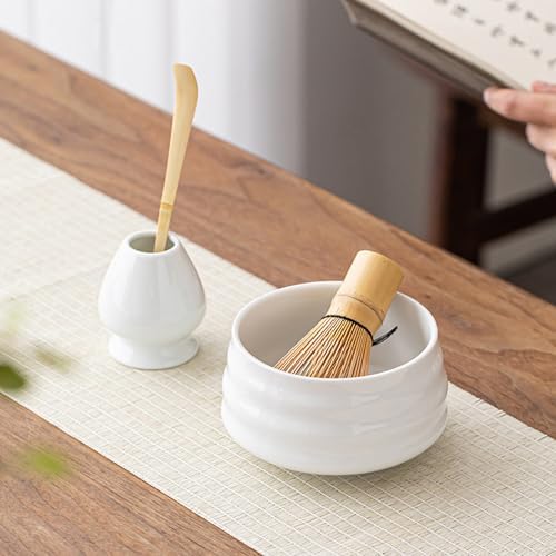 Ceramic Matcha Whisk Holder Stand for Bamboo Matcha Chasen (White)