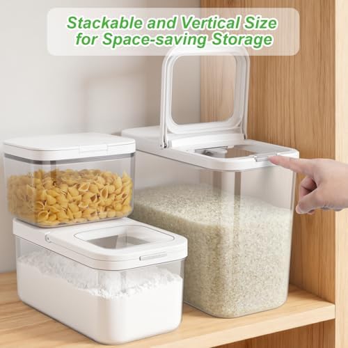 12 Lbs Rice Flour Sugar Storage Containers Dry Food Holder with Flip-up Lid