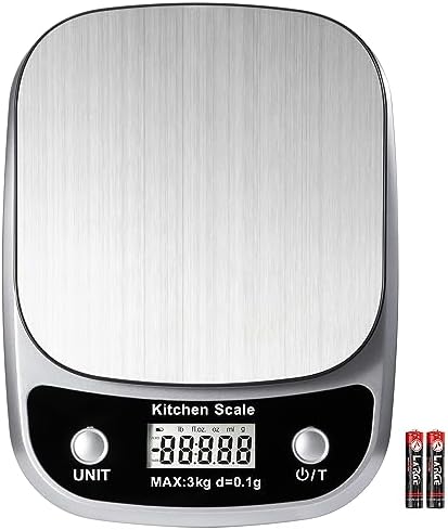 GRAM PRES Food Kitchen Scale Digital Weight Grams and Oz 3kg/0.1g
