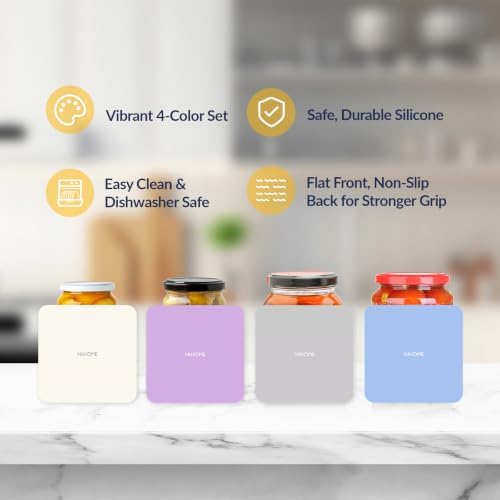 NiHome Silicone Jar Opener Gripper Pads, 6 In for Seniors, Morandi, 4PC