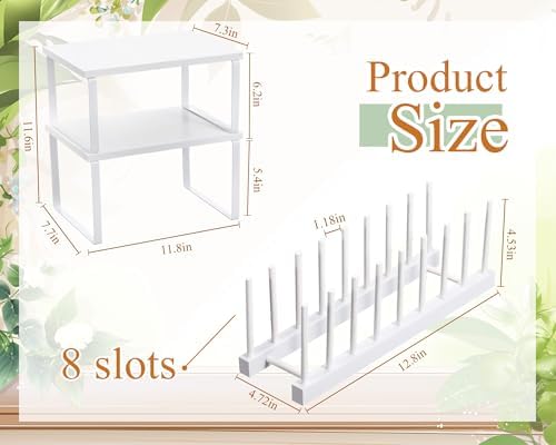 4 Pcs Kitchen Organizer Accessories Set for Cabinet, White, 11.8 x 7.9''