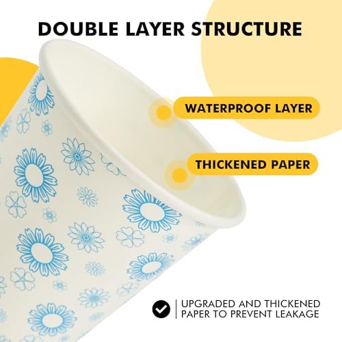 RACETOP 3 oz Bathroom Cups 300 Pack, Small Paper Cups, White Floral