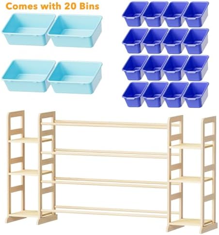 SpaceAid Toy Storage Organizer with 6 Shelves and 20 Bins, Toy Organizers Storage Bookshelf, Kids Bin Shelf Toys Box Bookcase for Bedroom Playroom Organization Room Decor, Blue and Navy Blue