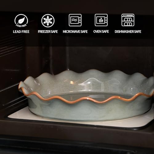 Ceramic Pie Pan for Baking[10.5 inch],Reusable NonStick Ceramic Baking Dish