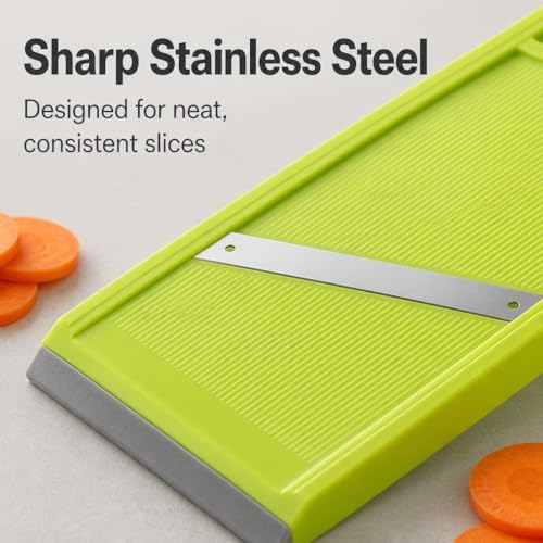 Handheld Potato Slicer & French Fry Cutter, Stainless Steel Manual Vegetable Slicer for Homemade Fries, Carrot, Zucchini, Easy-Grip Slicer, 4.25x10.8 Inch Kitchen Gadget(Green)