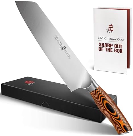 TUO Kiritsuke Chef Knife, 8.5 inch Asian Kitchen Knife for Cutting Fish & Meat, High Carbon German Steel Japanese Blade-Type with Ergonomic Handle