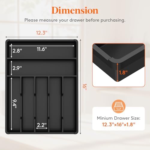 Lifewit Silverware Drawer Organizer Tray, Cutlery Storage for Kitchen