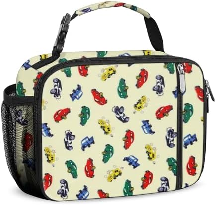 esouler Lunch Box Kids Insulated Lunch Bag for Boys & Girls Durable Children Lunchbox for School with Water Bottle Holder-Car
