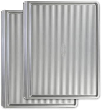 USA Pan Bakeware Cookie Sheet, Warp Resistant Nonstick Baking Pan, Made in the USA from Aluminized Steel, Large Set of 2